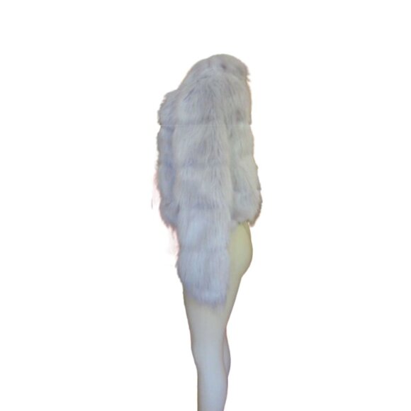 Luna Boutique Gray Faux Fur Short Bomber Jacket Size 8 - Picture 4 of 7